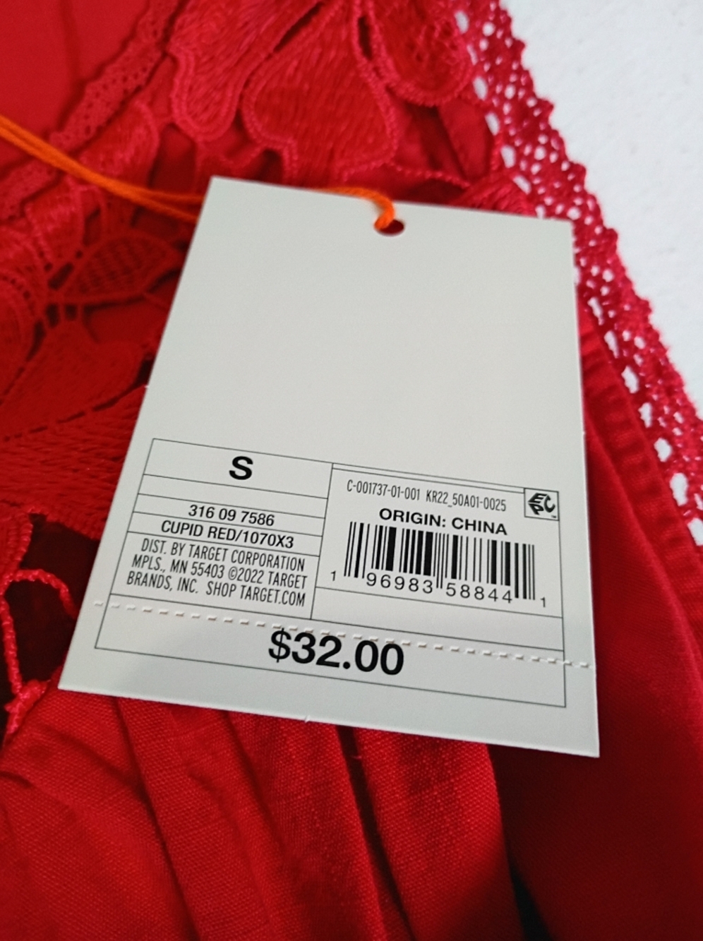 Knox Rose NWT Red Sleeveless Midi Dress Crochet Lace Yoke Tie Waist Small - Picture 11 of 13